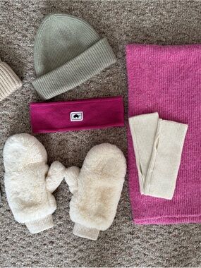 Assorted Women’s headband, hats, gloves, mittens, & scarf. 7 pieces!